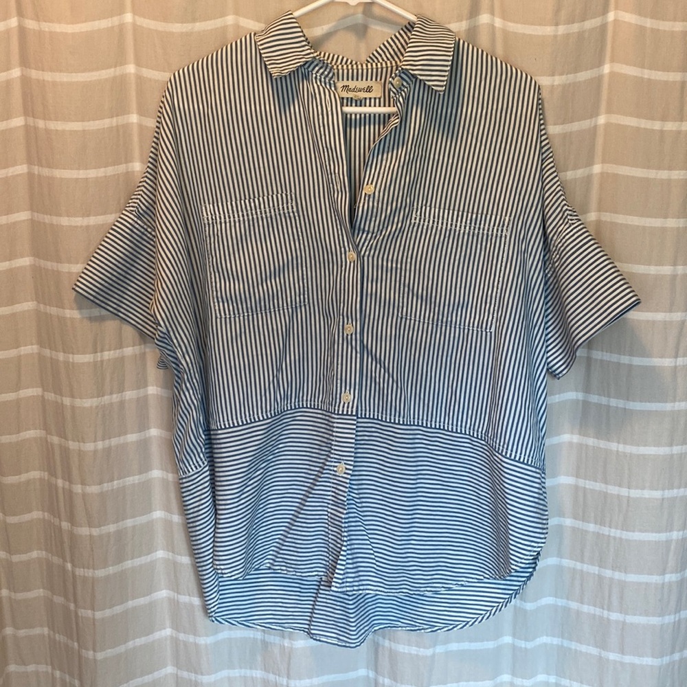 Madewell Blue and White Striped, Button down Blouse